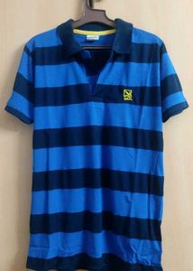 Men's Blue &amp; Black Striped Polo Shirt