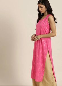 Pink Kurta with Golden Foil Print