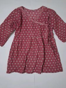 Chic Red Floral Print Kurta