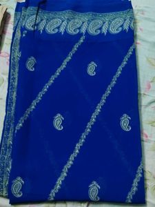 Royal Blue Embroidered Saree