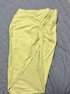 Lime Green Twist Front Skirt