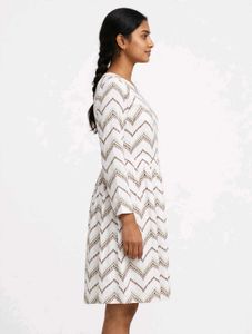 Stylish White Kurta with Chevron Print