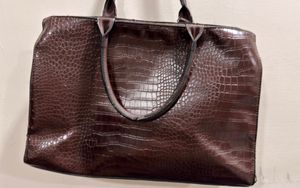 Dark brown Crocodile Print Tote Bag