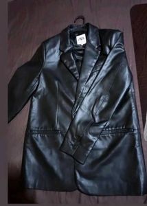 Zara Black Leather Blazer