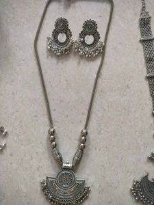Boho Silver Oxidized Jewellery Set