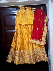 Yellow Embroidered Lehenga Choli Set