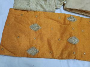 Beautiful Yellow mustard Embroidered  unstitched m