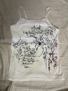 Y2K White Graphic Print tank