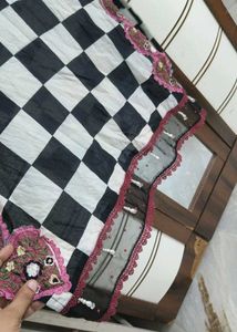 Stylish Black &amp; White Checkered Kurta Set