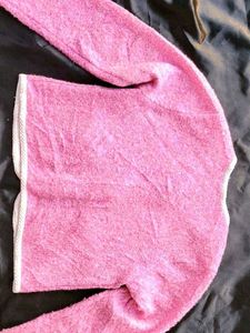 (Made In Korean) Pink Knit Tweed Cardigan