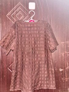 Textured Brown Short Sleeve Top