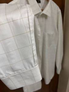 MEN WHITE CHECK FULL SLEEVES FORMAL SHIRT