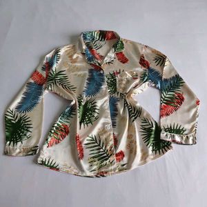 premium Silk Tropical Leaf Print longue wear