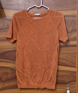 Sparkly Orange Short Sleeve Top