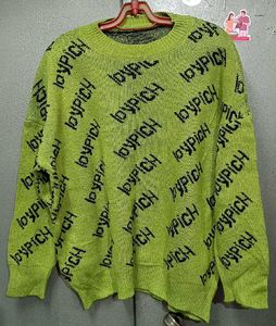 Stylish UniSex Green "loyPICH" Print Sweater