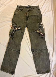 Baggy y2k Grey Wash Cargo Jeans