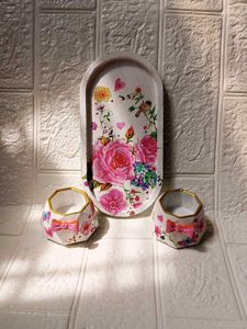 Decorative Planter Set with Tray
