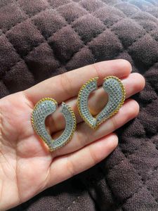 Sparkling CZ Studded Heart Earrings