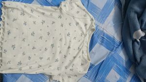 White Floral Print Top