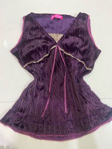 Forest core Velvet Top with Lace Trim