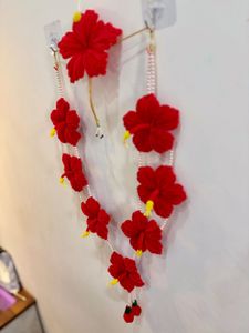 Red Floral hibiscus Garland mala