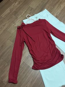 Chic Maroon Long Sleeve Top