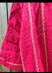 Vibrant Pink Kurta with White Embellishments