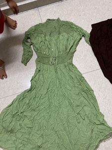 Elegant Green Kurta Set with Embellished Pants