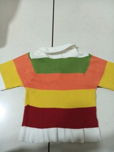 Striped Flower Accent Sweater