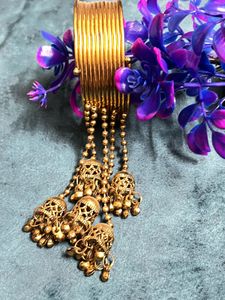 Elegant Gold Bangles with Tassel Charms