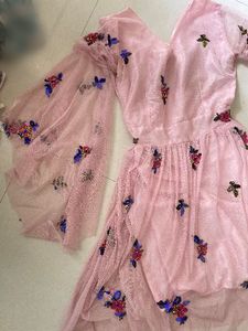 Pink Embroidered Ethnic Gown