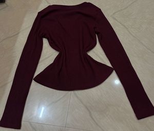 Savana Lace Trimmer Burgungy Top