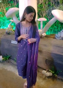 Purple Embroidered Kurti