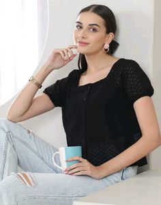 SHEIN BRAND SALE🎊 Chic Black Button down shirt