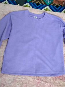 Lilac Long Sleeve Ribbed Top