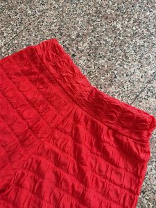 Vibrant Red Textured Wide-Leg Pants