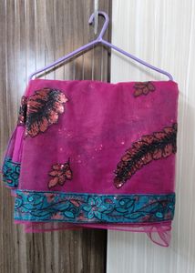 Magenta & Green Saree(Stitched Small Size Blouse)