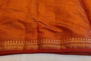 Vibrant Orange Saree with Gold Border