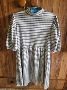 Vintage Plaid Mock Neck Dress