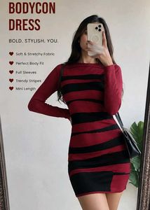 Trendy Striped Bodycon Mini Dress