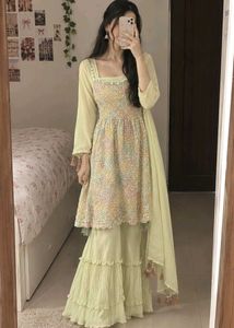 Elegant Pastel Kurta Set with Sharara