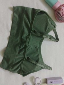 Women's Olive Green Seamless Padded Sports Bra