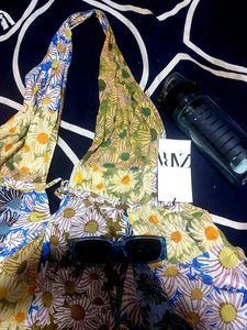 Zara Floral Print Mini Dress With Tag