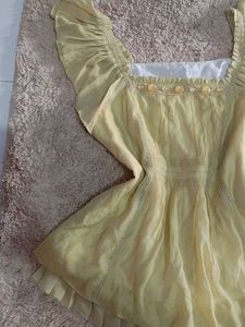Light Yellow Ruffled Sleeve Top