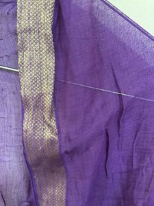 Vibrant Purple Dupatta with Gold Border