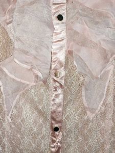 Chic Lace Blouse with Ruffles Sheer Shirt