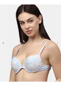 Cute Floral Print Front Closure Bra