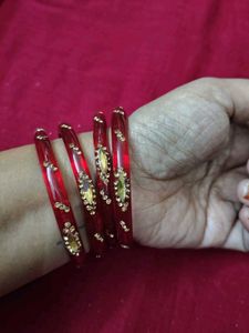 Set of Red Beaded Bangles