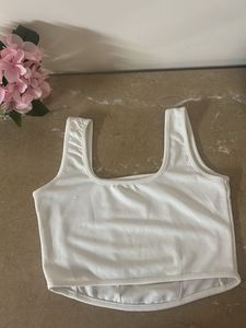 White Square Neck Corset Top