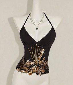 Sparkly embellished Halter Neck Top